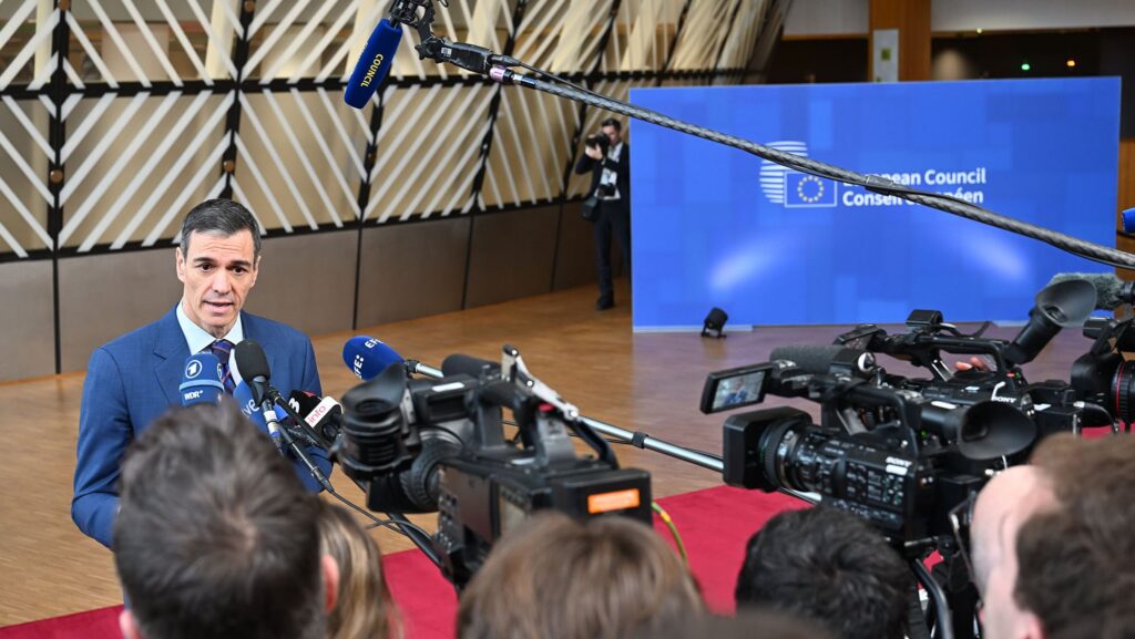 Pedro Sánchez, durante su intervención antes de iniciarse la reunión del Consejo Europeo./ Foto: Pool Moncloa/Borja Puig de la Bellacasa