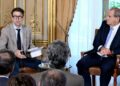 Vicente Palacio with the Ibero-American Secretary General, Andrés Allamand, during the presentation of the report./ Photo: Courtesy of the Fundación Alternativas
