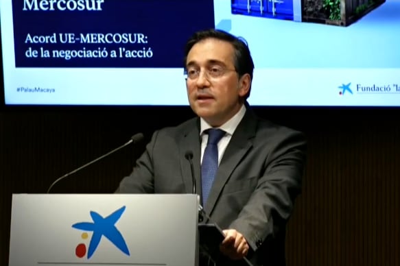 Spanish Foreign Minister José Manuel Albares during his speech yesterday in Barcelona.