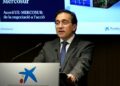 El ministro de Exteriores, José Manuel Albares, durante su intervención ayer en Barcelona.