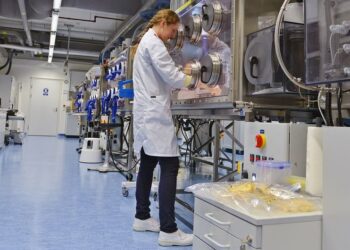 Una miembro del OIEA analiza material en el laboratorio de plutonio de la organización en Austria./ Foto: OIEA