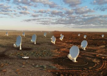 Imagen artística del radiotelescopio ‘SKA-Mid’ en Sudáfrica./ Imagen: SKAO