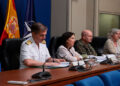Minister Margarita Robles during the video conference held with the detachment of the Armed Forces in Slovakia