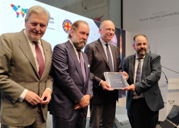 From left to right: Iñigo Méndez de Vigo, former minister of education; Ramón Pérez-Maura, former president of Paneuropa España; the laureate, Enrico Letta, and the current president of Paneuropa España, Carlos Uriarte. Photo: Paneuropa Spain