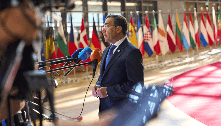 The Minister of Foreign Affairs, European Union and Cooperation, José Manuel Albares, upon his arrival at the EU Council. /Photo: Ministry of Foreign Affairs, European Union and Cooperation