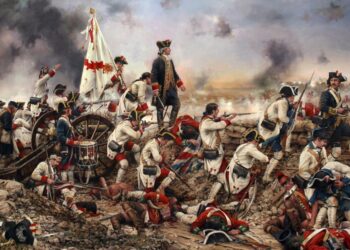 Cuadro 'Por España y por el Rey, Gálvez en América', de Augusto Ferrer Dalmau, donde se muestra al militar español Bernardo de Gálvez durante la Batalla de Pensacola./ Imagen: bajo la licencia Creative Commons Attribution-Share Alike 4.0 International