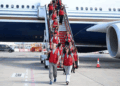 The START team of the Spanish Agency for International Development Cooperation (AECID) upon their arrival in Madrid. /Photo: La Moncloa-Jorge Villar