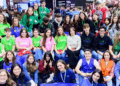 La ministra de Ciencia, Innovación y Universidades, Diana Morant, junto a estudiantes del programa Erasmus+ 2026