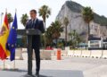 Prime Minister Pedro Sánchez during his speech at the demolition ceremony of the border fence. / Pool Moncloa / Fernando Calvo