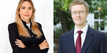 Paulina Estrada, the new Central Consul-General of Colombia, and David McFarlane, the new Minister Counsellor at the UK Embassy