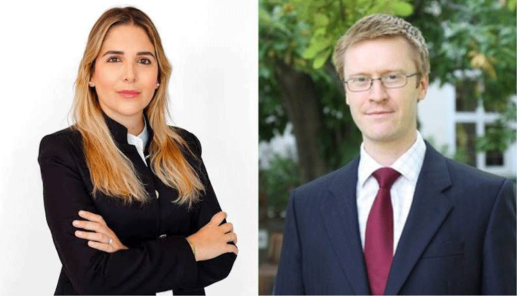 Paulina Estrada, the new Central Consul-General of Colombia, and David McFarlane, the new Minister Counsellor at the UK Embassy