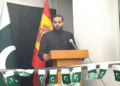 The chargé d'affaires of the Pakistani Embassy, Omer Manzoor, during his speech. /Photos: Courtesy of the Pakistan Embassy