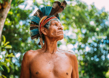 Indio de la tribu Pataxó, con tocado de plumas. Fotos: IstockPhoto