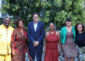 From left to right: Joel Chikapa-Phiri, KAG president; Sankie D. Mthembi-Mahanyele, South African ambassador to Spain; Óscar López, Spanish minister of digital transformation and public service; Tshepiso Chikapa-Phiri, KAG CEO; María González Veracruz, secretary of state for Digitalization and Artificial Intelligence (Spain), and María Coronado, audiovisual director of SETT. Photo: Courtesy of the South African Embassy