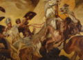 Ramesses II fights in the battle of Kadesh. Oil by Carl Oderich. 1907