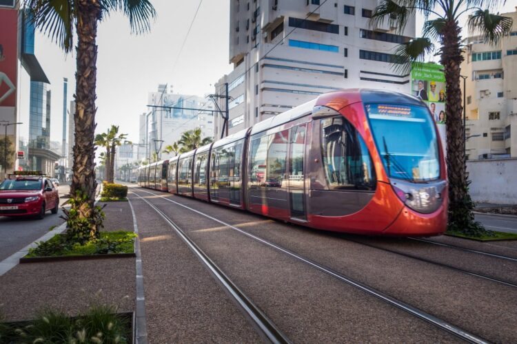 A tram runs through Casablanca's financial district. / Photo: Anass Bachar